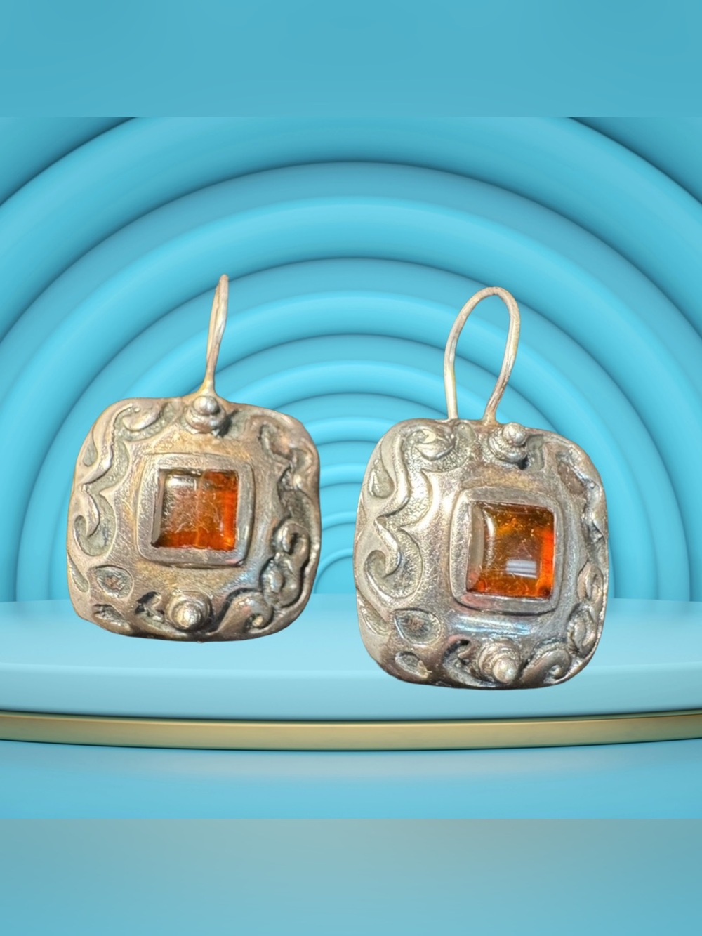 Silpada Sterling Silver and Amber Scroll Earrings, specifically model W0911.